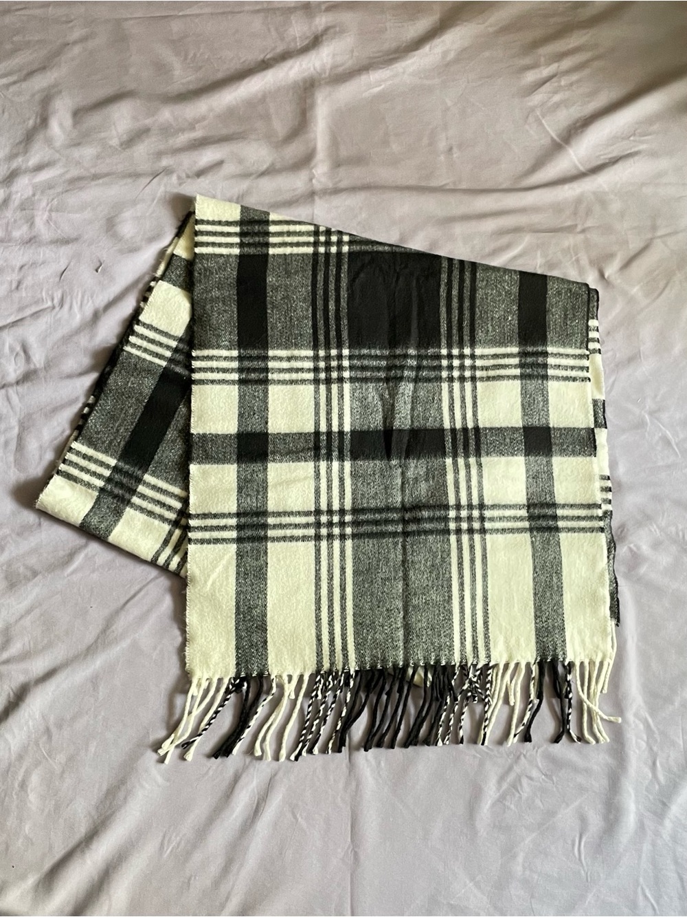 Topshop Black White Grey Plaid Scarf